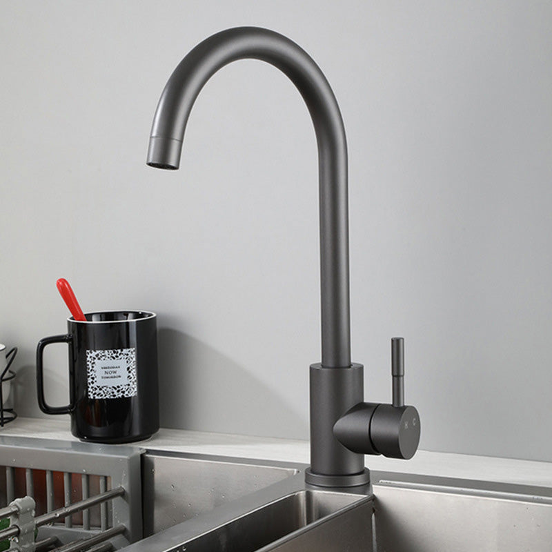Modern Spray Kitchen Faucet Stainless Steel Swivel Spout Bridge Faucet Big Curved Faucet Clearhalo 'Home Improvement' 'home_improvement' 'home_improvement_kitchen_faucets' 'Kitchen Faucets' 'Kitchen Remodel & Kitchen Fixtures' 'Kitchen Sinks & Faucet Components' 'kitchen_faucets' 7050807