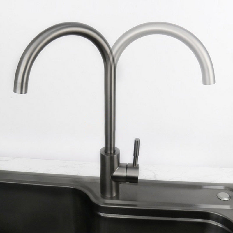Modern Spray Kitchen Faucet Stainless Steel Swivel Spout Bridge Faucet Clearhalo 'Home Improvement' 'home_improvement' 'home_improvement_kitchen_faucets' 'Kitchen Faucets' 'Kitchen Remodel & Kitchen Fixtures' 'Kitchen Sinks & Faucet Components' 'kitchen_faucets' 7050808