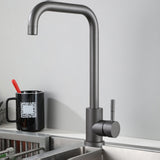 Modern Spray Kitchen Faucet Stainless Steel Swivel Spout Bridge Faucet Clearhalo 'Home Improvement' 'home_improvement' 'home_improvement_kitchen_faucets' 'Kitchen Faucets' 'Kitchen Remodel & Kitchen Fixtures' 'Kitchen Sinks & Faucet Components' 'kitchen_faucets' 7050810