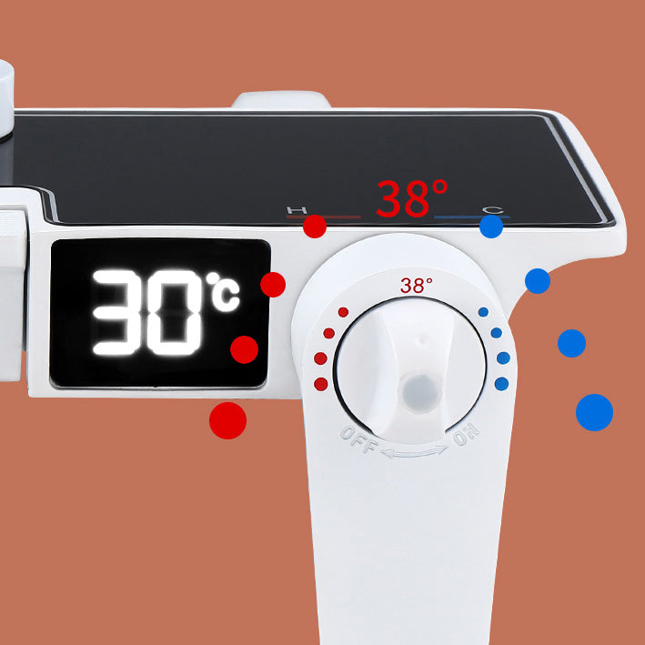 White Shower System Adjustable Spray Pattern Shower Arm Square Wall Mount Shower System Clearhalo 'Bathroom Remodel & Bathroom Fixtures' 'Home Improvement' 'home_improvement' 'home_improvement_shower_faucets' 'Shower Faucets & Systems' 'shower_faucets' 'Showers & Bathtubs Plumbing' 'Showers & Bathtubs' 7050822