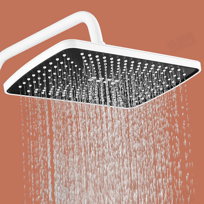 White Shower System Adjustable Spray Pattern Shower Arm Square Wall Mount Shower System Clearhalo 'Bathroom Remodel & Bathroom Fixtures' 'Home Improvement' 'home_improvement' 'home_improvement_shower_faucets' 'Shower Faucets & Systems' 'shower_faucets' 'Showers & Bathtubs Plumbing' 'Showers & Bathtubs' 7050824