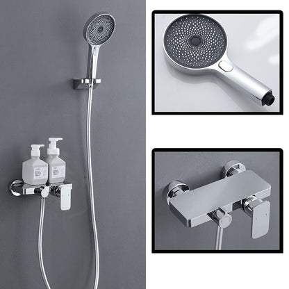 Modern Shower System Solid Color Adjustable Spray Pattern Shower Set Silver Slide Bar Not Included Clearhalo 'Bathroom Remodel & Bathroom Fixtures' 'Home Improvement' 'home_improvement' 'home_improvement_shower_faucets' 'Shower Faucets & Systems' 'shower_faucets' 'Showers & Bathtubs Plumbing' 'Showers & Bathtubs' 7050839