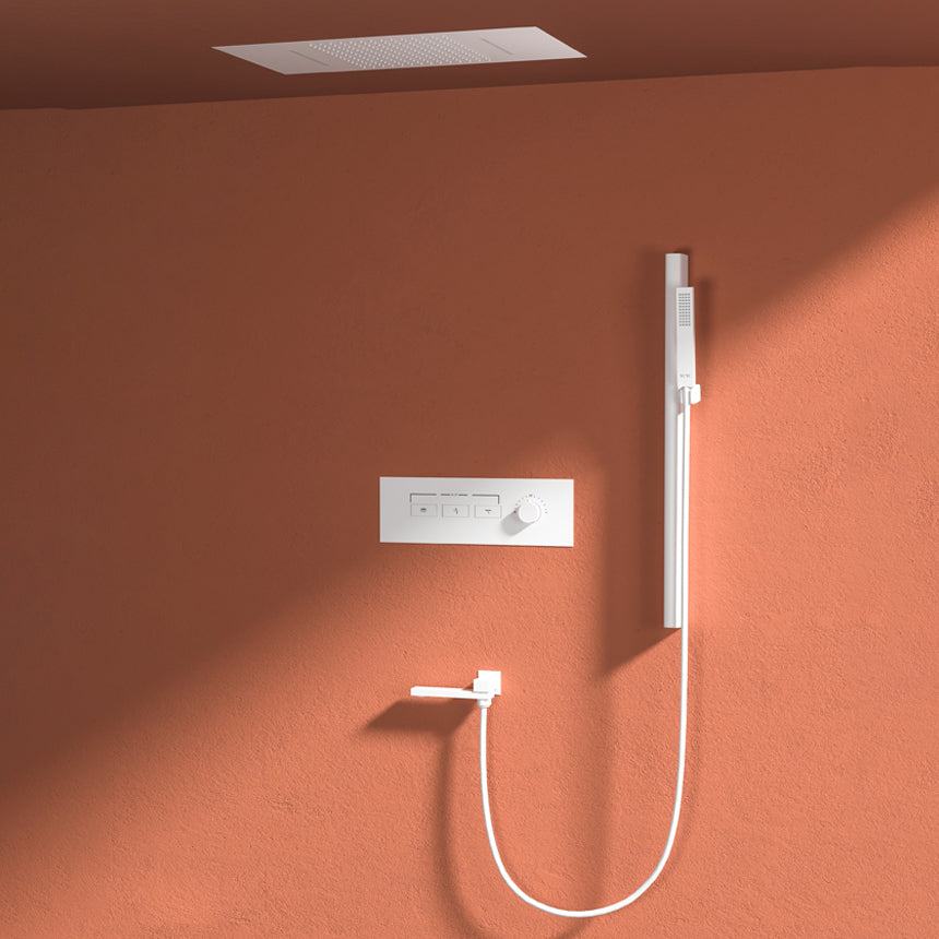 Modern Shower Set Thermostatic Ceiling Mounted Shower System White Four Function Thermostatic Model Clearhalo 'Bathroom Remodel & Bathroom Fixtures' 'Home Improvement' 'home_improvement' 'home_improvement_shower_faucets' 'Shower Faucets & Systems' 'shower_faucets' 'Showers & Bathtubs Plumbing' 'Showers & Bathtubs' 7050887