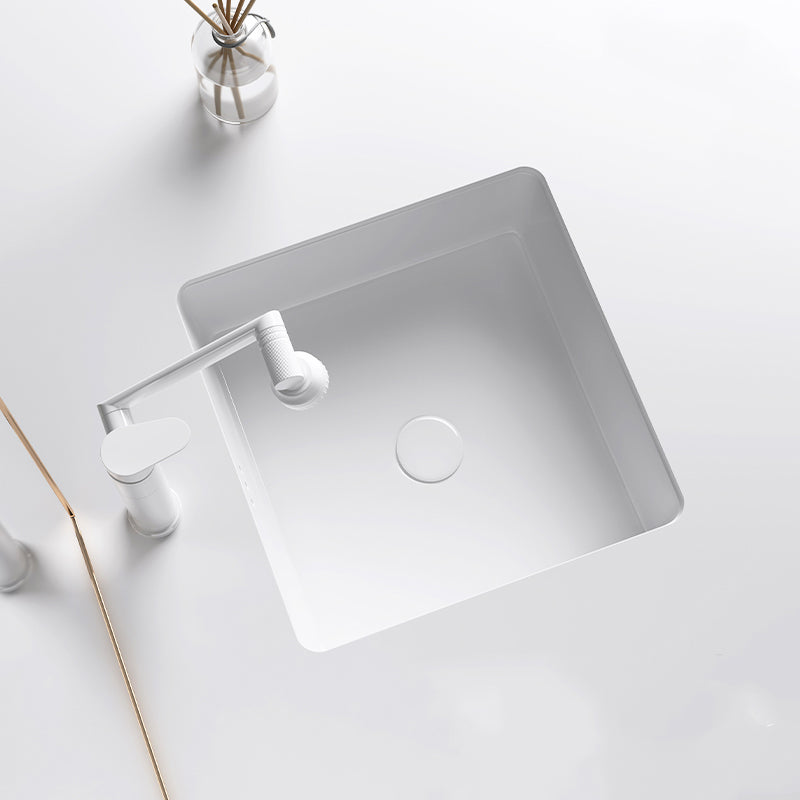 Modern Undermount Bathroom Sink Square Porcelain with Drain Assembly Vessel Clearhalo 'Bathroom Remodel & Bathroom Fixtures' 'Bathroom Sinks & Faucet Components' 'Bathroom Sinks' 'bathroom_sink' 'Home Improvement' 'home_improvement' 'home_improvement_bathroom_sink' 7050891