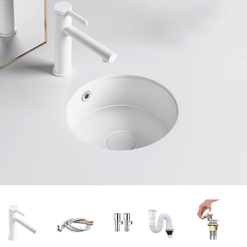 Modern Undermount Bathroom Sink Square Porcelain with Drain Assembly Vessel 12"L x 12"W x 6"H Sink with Faucet Clearhalo 'Bathroom Remodel & Bathroom Fixtures' 'Bathroom Sinks & Faucet Components' 'Bathroom Sinks' 'bathroom_sink' 'Home Improvement' 'home_improvement' 'home_improvement_bathroom_sink' 7050898