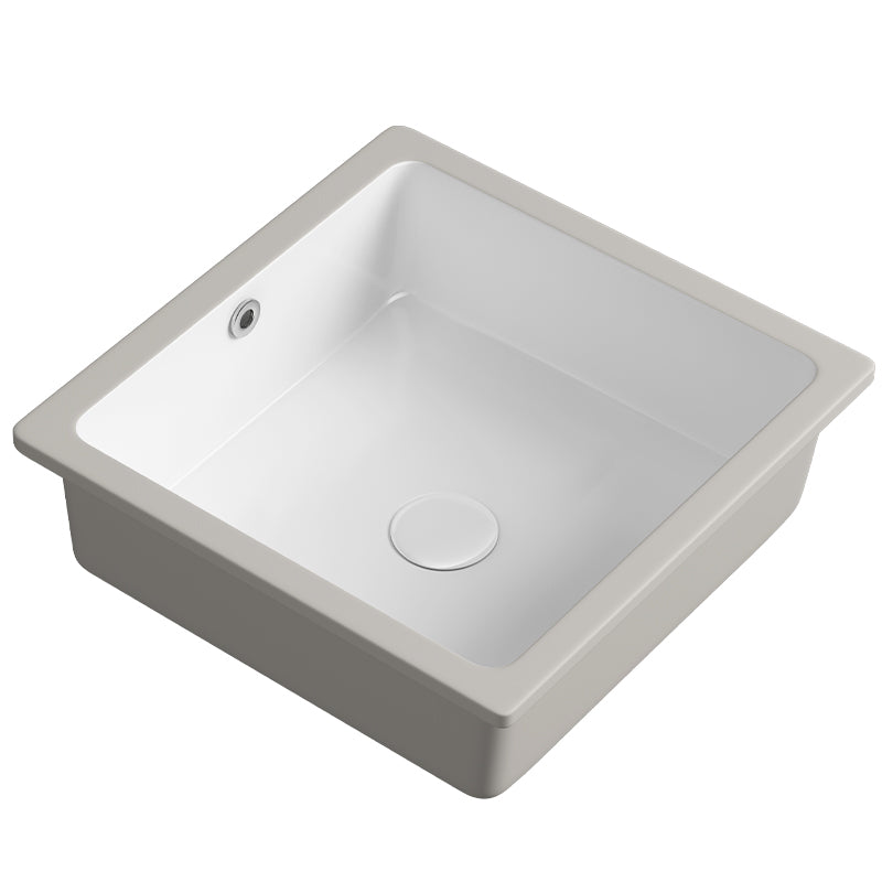 Modern Undermount Bathroom Sink Square Porcelain with Drain Assembly Vessel Clearhalo 'Bathroom Remodel & Bathroom Fixtures' 'Bathroom Sinks & Faucet Components' 'Bathroom Sinks' 'bathroom_sink' 'Home Improvement' 'home_improvement' 'home_improvement_bathroom_sink' 7050900
