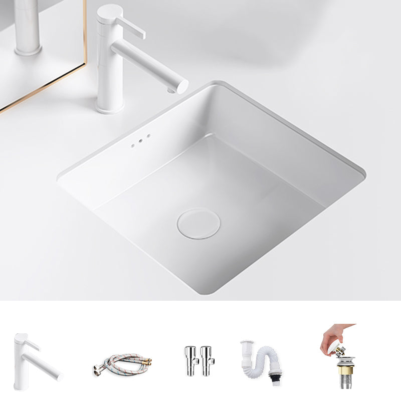Modern Undermount Bathroom Sink Square Porcelain with Drain Assembly Vessel 16"L x 16"W x 7"H Sink with Faucet Clearhalo 'Bathroom Remodel & Bathroom Fixtures' 'Bathroom Sinks & Faucet Components' 'Bathroom Sinks' 'bathroom_sink' 'Home Improvement' 'home_improvement' 'home_improvement_bathroom_sink' 7050904