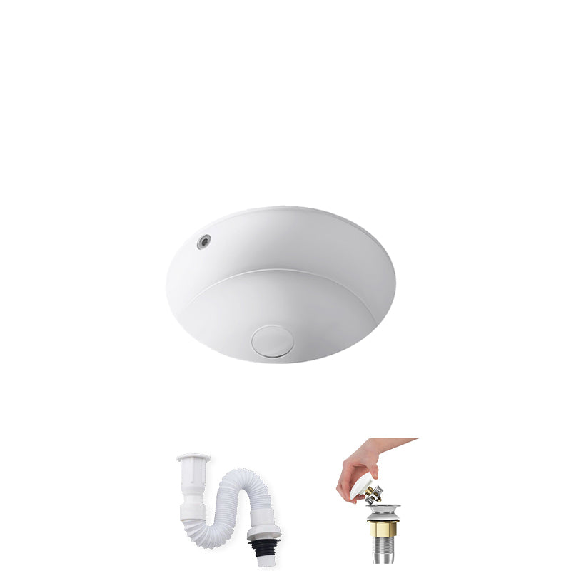 Modern Undermount Bathroom Sink Square Porcelain with Drain Assembly Vessel 14"L x 14"W x 7"H Sink Clearhalo 'Bathroom Remodel & Bathroom Fixtures' 'Bathroom Sinks & Faucet Components' 'Bathroom Sinks' 'bathroom_sink' 'Home Improvement' 'home_improvement' 'home_improvement_bathroom_sink' 7050905