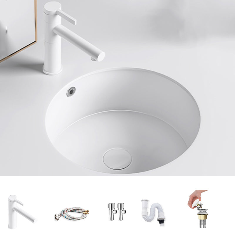 Modern Undermount Bathroom Sink Square Porcelain with Drain Assembly Vessel 17"L x 17"W x 8"H Sink with Faucet Clearhalo 'Bathroom Remodel & Bathroom Fixtures' 'Bathroom Sinks & Faucet Components' 'Bathroom Sinks' 'bathroom_sink' 'Home Improvement' 'home_improvement' 'home_improvement_bathroom_sink' 7050909