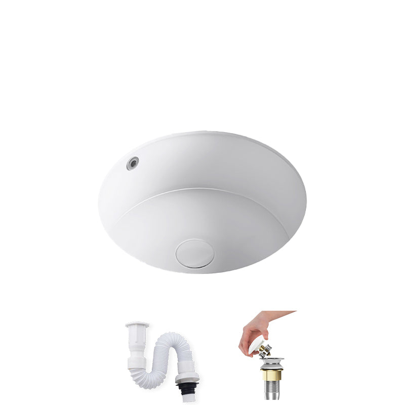 Modern Undermount Bathroom Sink Square Porcelain with Drain Assembly Vessel 17"L x 17"W x 8"H Sink Clearhalo 'Bathroom Remodel & Bathroom Fixtures' 'Bathroom Sinks & Faucet Components' 'Bathroom Sinks' 'bathroom_sink' 'Home Improvement' 'home_improvement' 'home_improvement_bathroom_sink' 7050910