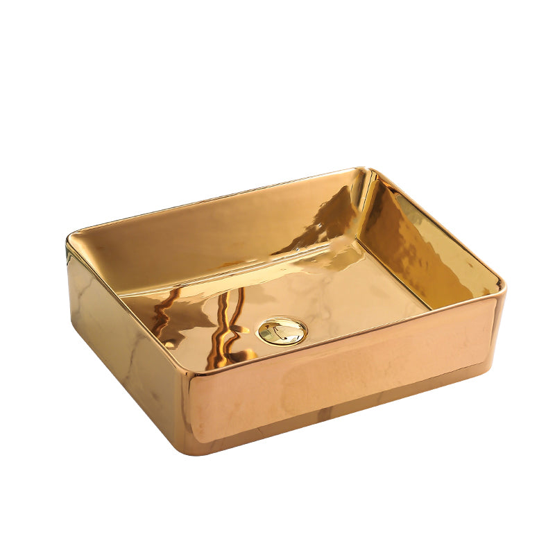 Gold Bathroom Sink Faucet Contemporary Vitreous China Vessel Sink with Pop-Up Drain 20"L x 16"W x 6"H Rose Gold Sink Clearhalo 'Bathroom Remodel & Bathroom Fixtures' 'Bathroom Sinks & Faucet Components' 'Bathroom Sinks' 'bathroom_sink' 'Home Improvement' 'home_improvement' 'home_improvement_bathroom_sink' 7050937