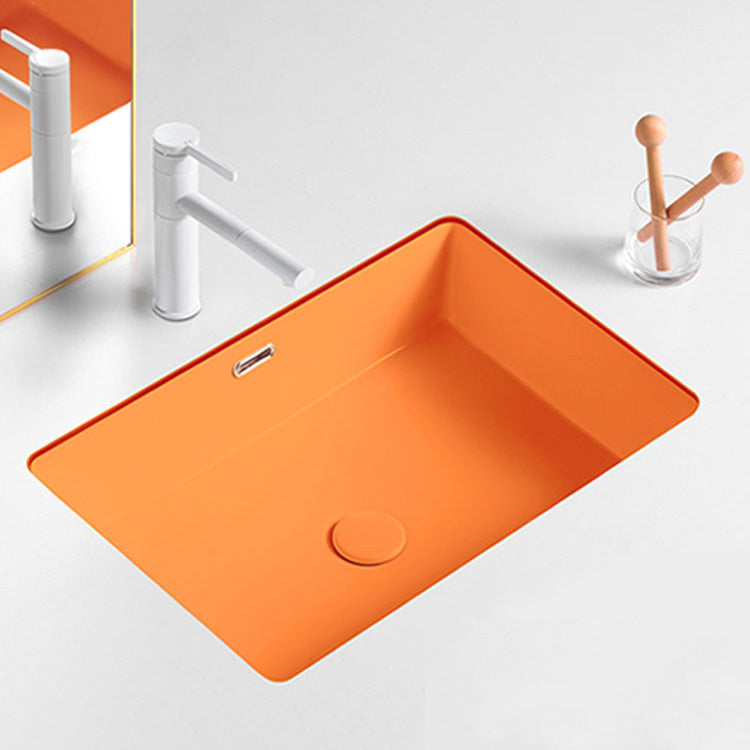 Modern Undermount Vanity Sink Rectangular Porcelain with Overflow Bathroom Sink 23"L x 16"W x 7"H Sink with Faucet Clearhalo 'Bathroom Remodel & Bathroom Fixtures' 'Bathroom Sinks & Faucet Components' 'Bathroom Sinks' 'bathroom_sink' 'Home Improvement' 'home_improvement' 'home_improvement_bathroom_sink' 7050978