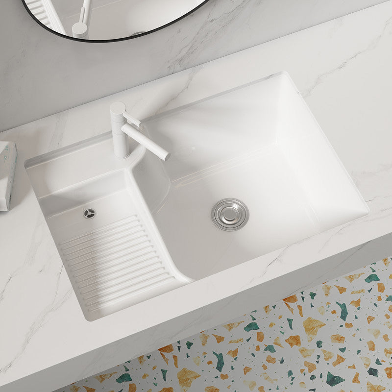 Modern Centerset Faucet Single Hole Lever Handles Centerset Bathroom Sink Faucet Pull Out Faucet Sink with Faucet Clearhalo 'Bathroom Remodel & Bathroom Fixtures' 'Bathroom Sinks & Faucet Components' 'Bathroom Sinks' 'bathroom_sink' 'Home Improvement' 'home_improvement' 'home_improvement_bathroom_sink' 7051002