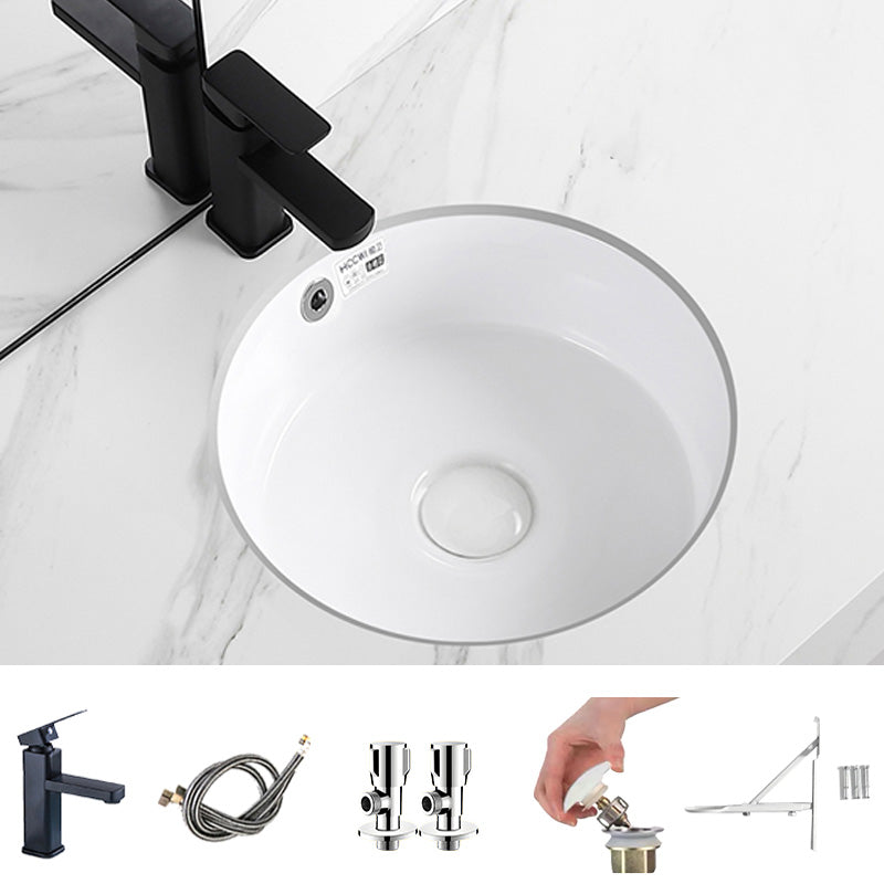 Modern Vessel Lavatory Sink Round Porcelain with Overflow Undermount Bathroom Sink Square Faucet Sink with Faucet Clearhalo 'Bathroom Remodel & Bathroom Fixtures' 'Bathroom Sinks & Faucet Components' 'Bathroom Sinks' 'bathroom_sink' 'Home Improvement' 'home_improvement' 'home_improvement_bathroom_sink' 7051007