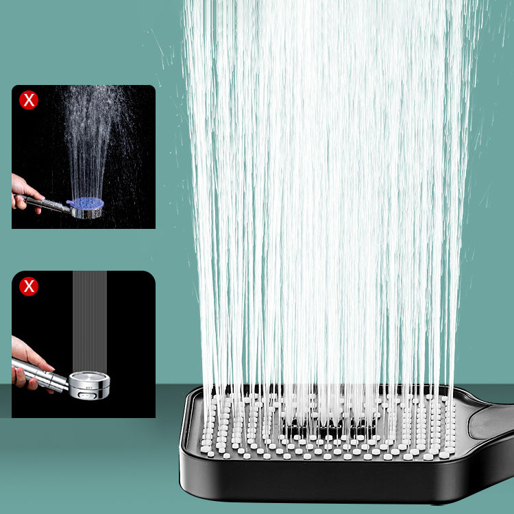 Contemporary Handheld Supercharged Shower Head Square 3 Setting Spray Head Clearhalo 'Bathroom Remodel & Bathroom Fixtures' 'Home Improvement' 'home_improvement' 'home_improvement_shower_heads' 'Shower Heads' 'shower_heads' 'Showers & Bathtubs Plumbing' 'Showers & Bathtubs' 7051021