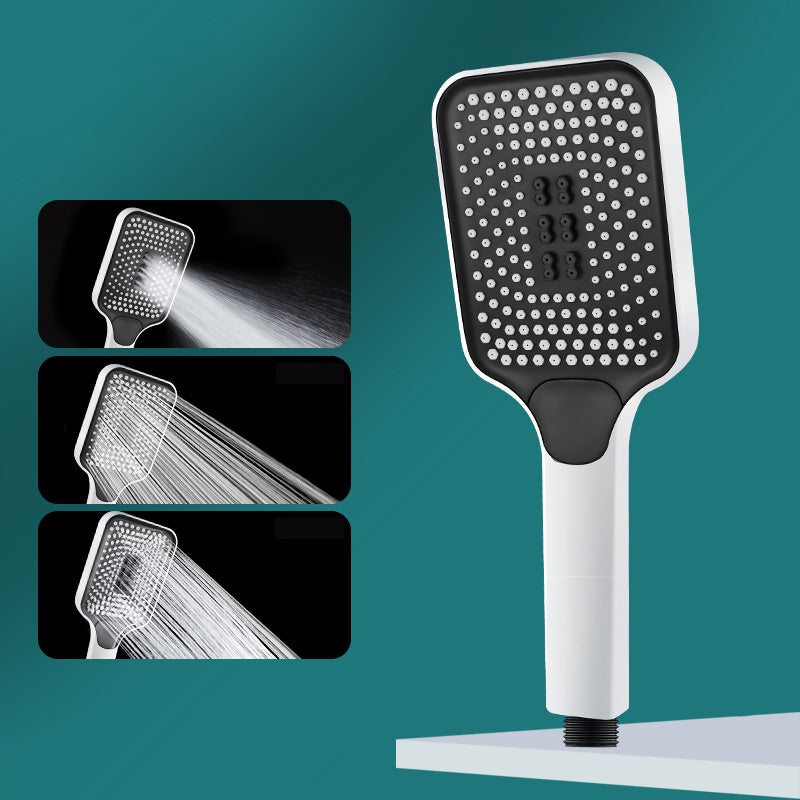 Contemporary Handheld Supercharged Shower Head Square 3 Setting Spray Head White Hand Shower Hose not included Clearhalo 'Bathroom Remodel & Bathroom Fixtures' 'Home Improvement' 'home_improvement' 'home_improvement_shower_heads' 'Shower Heads' 'shower_heads' 'Showers & Bathtubs Plumbing' 'Showers & Bathtubs' 7051023
