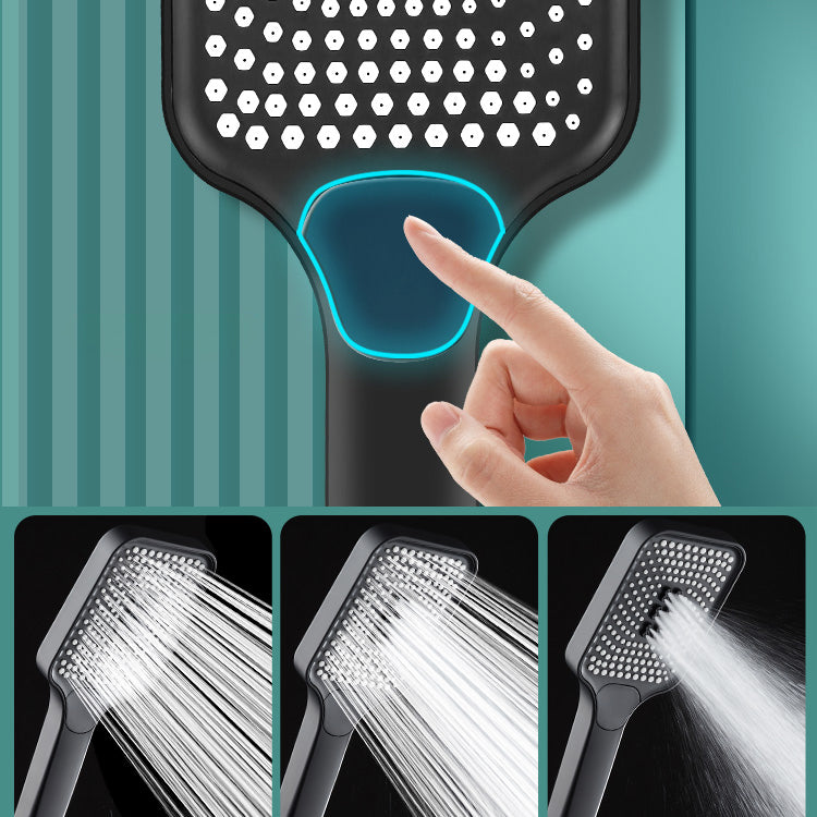 Contemporary Handheld Supercharged Shower Head Square 3 Setting Spray Head Clearhalo 'Bathroom Remodel & Bathroom Fixtures' 'Home Improvement' 'home_improvement' 'home_improvement_shower_heads' 'Shower Heads' 'shower_heads' 'Showers & Bathtubs Plumbing' 'Showers & Bathtubs' 7051024