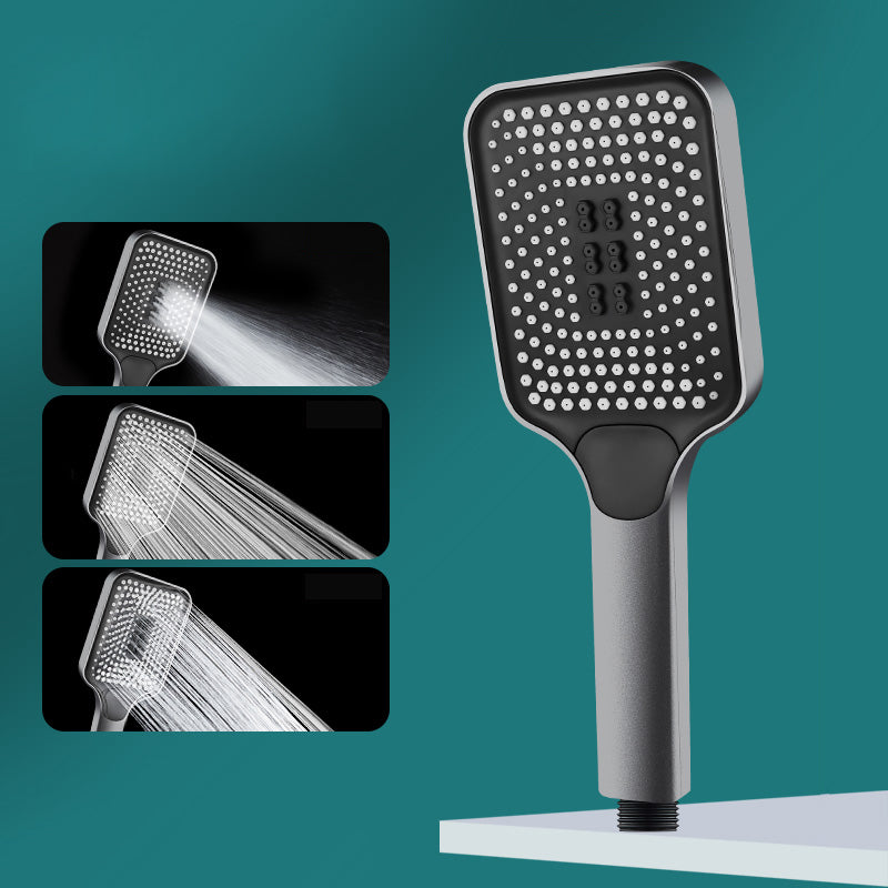 Contemporary Handheld Supercharged Shower Head Square 3 Setting Spray Head Grey Hand Shower Hose not included Clearhalo 'Bathroom Remodel & Bathroom Fixtures' 'Home Improvement' 'home_improvement' 'home_improvement_shower_heads' 'Shower Heads' 'shower_heads' 'Showers & Bathtubs Plumbing' 'Showers & Bathtubs' 7051026