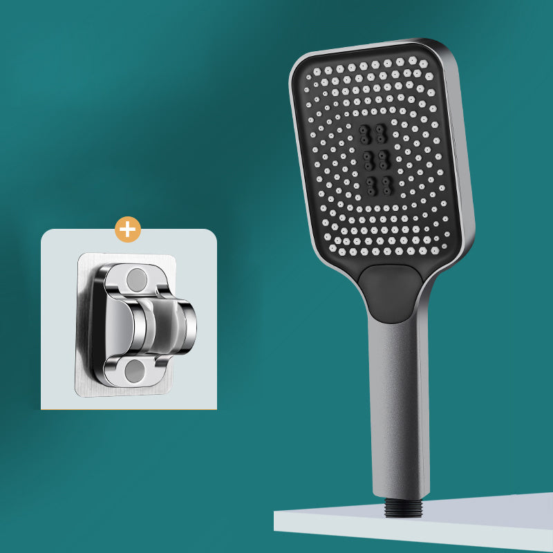 Contemporary Handheld Supercharged Shower Head Square 3 Setting Spray Head Grey Shower & Bracket Hose not included Clearhalo 'Bathroom Remodel & Bathroom Fixtures' 'Home Improvement' 'home_improvement' 'home_improvement_shower_heads' 'Shower Heads' 'shower_heads' 'Showers & Bathtubs Plumbing' 'Showers & Bathtubs' 7051027