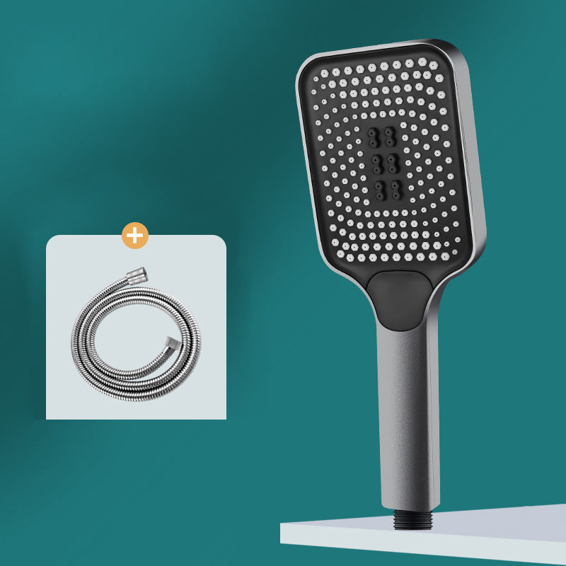 Contemporary Handheld Supercharged Shower Head Square 3 Setting Spray Head Grey Shower Head with Hose Clearhalo 'Bathroom Remodel & Bathroom Fixtures' 'Home Improvement' 'home_improvement' 'home_improvement_shower_heads' 'Shower Heads' 'shower_heads' 'Showers & Bathtubs Plumbing' 'Showers & Bathtubs' 7051029