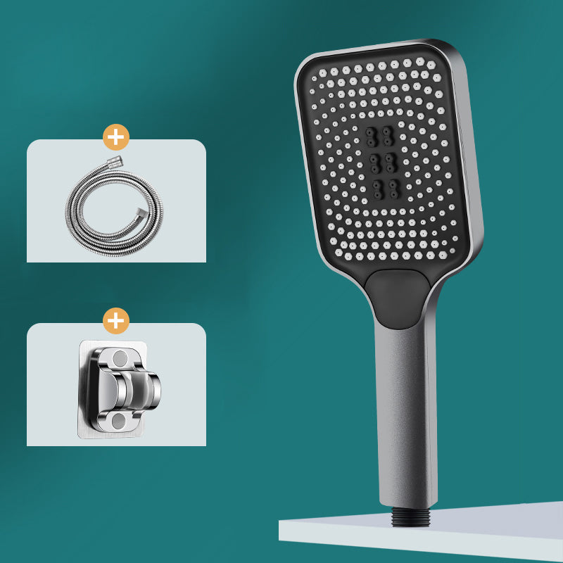 Contemporary Handheld Supercharged Shower Head Square 3 Setting Spray Head Grey Shower Heads with Holder and Hose Clearhalo 'Bathroom Remodel & Bathroom Fixtures' 'Home Improvement' 'home_improvement' 'home_improvement_shower_heads' 'Shower Heads' 'shower_heads' 'Showers & Bathtubs Plumbing' 'Showers & Bathtubs' 7051030
