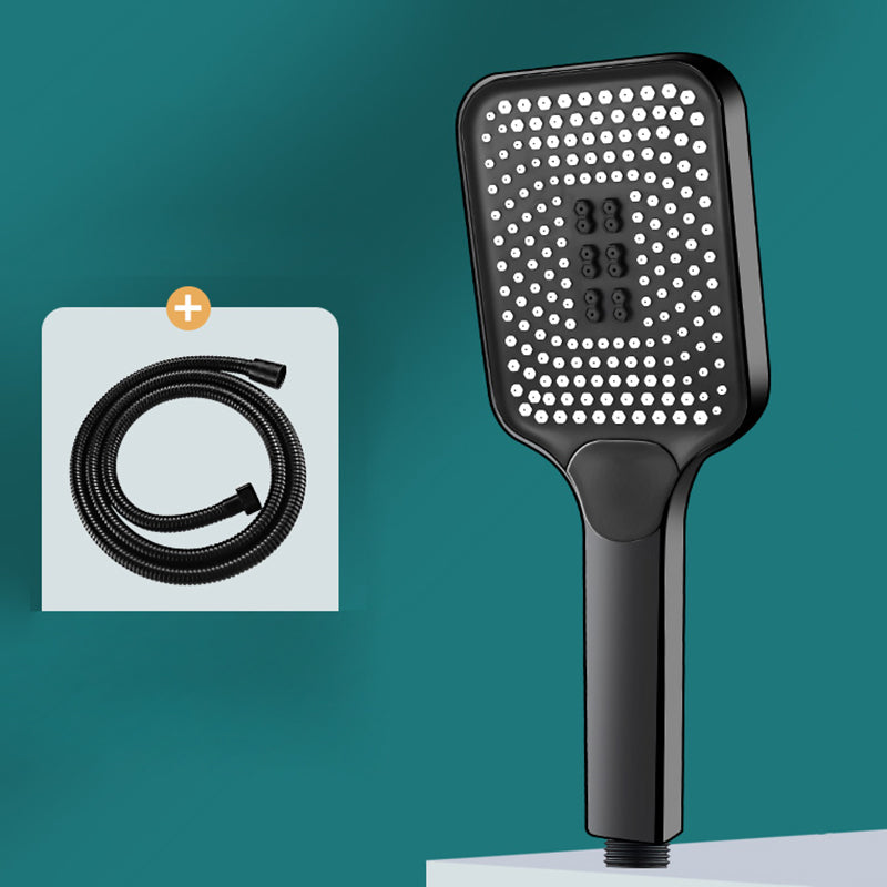 Contemporary Handheld Supercharged Shower Head Square 3 Setting Spray Head Black Shower Head with Hose Clearhalo 'Bathroom Remodel & Bathroom Fixtures' 'Home Improvement' 'home_improvement' 'home_improvement_shower_heads' 'Shower Heads' 'shower_heads' 'Showers & Bathtubs Plumbing' 'Showers & Bathtubs' 7051032