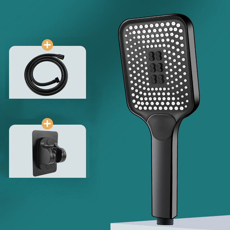 Contemporary Handheld Supercharged Shower Head Square 3 Setting Spray Head Black Shower Heads with Holder and Hose Clearhalo 'Bathroom Remodel & Bathroom Fixtures' 'Home Improvement' 'home_improvement' 'home_improvement_shower_heads' 'Shower Heads' 'shower_heads' 'Showers & Bathtubs Plumbing' 'Showers & Bathtubs' 7051033