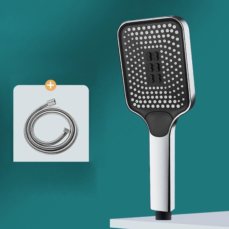 Contemporary Handheld Supercharged Shower Head Square 3 Setting Spray Head Silver Shower Head with Hose Clearhalo 'Bathroom Remodel & Bathroom Fixtures' 'Home Improvement' 'home_improvement' 'home_improvement_shower_heads' 'Shower Heads' 'shower_heads' 'Showers & Bathtubs Plumbing' 'Showers & Bathtubs' 7051035