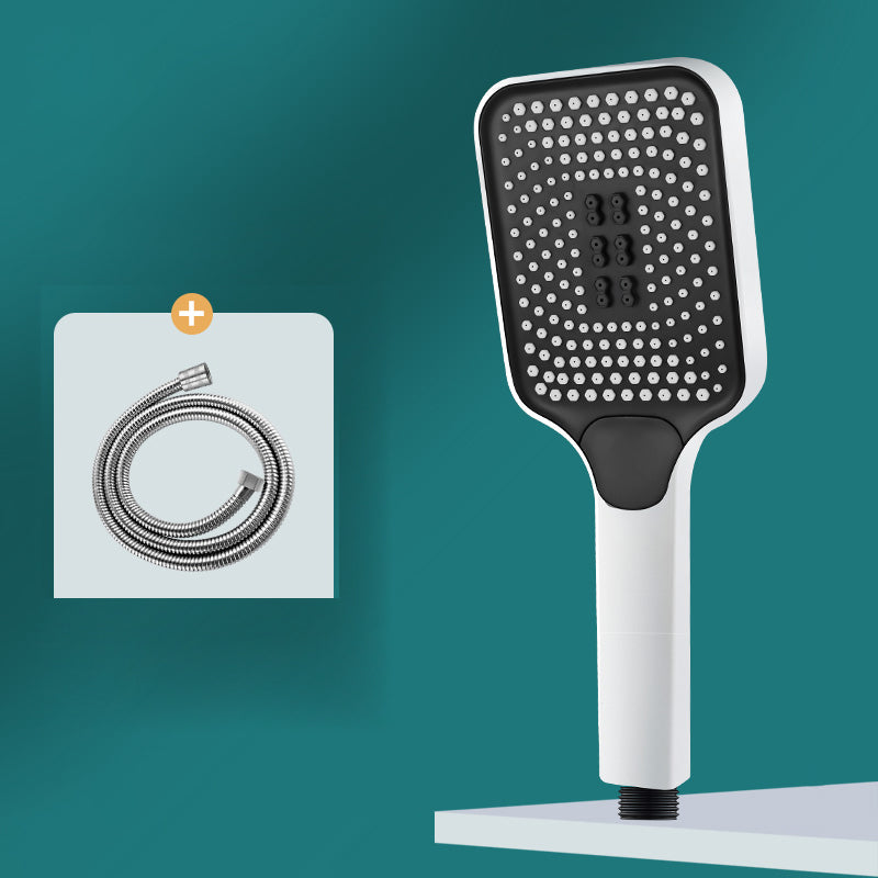 Contemporary Handheld Supercharged Shower Head Square 3 Setting Spray Head White Shower Head with Hose Clearhalo 'Bathroom Remodel & Bathroom Fixtures' 'Home Improvement' 'home_improvement' 'home_improvement_shower_heads' 'Shower Heads' 'shower_heads' 'Showers & Bathtubs Plumbing' 'Showers & Bathtubs' 7051038