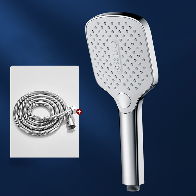 Contemporary Fixed Shower Head Square Metal Shower Head Combo Silver Shower Head with Hose Clearhalo 'Bathroom Remodel & Bathroom Fixtures' 'Home Improvement' 'home_improvement' 'home_improvement_shower_heads' 'Shower Heads' 'shower_heads' 'Showers & Bathtubs Plumbing' 'Showers & Bathtubs' 7051045