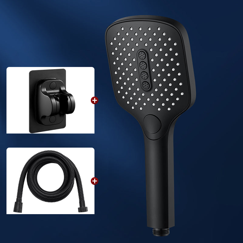 Contemporary Fixed Shower Head Square Metal Shower Head Combo Black Shower Heads with Holder and Hose Clearhalo 'Bathroom Remodel & Bathroom Fixtures' 'Home Improvement' 'home_improvement' 'home_improvement_shower_heads' 'Shower Heads' 'shower_heads' 'Showers & Bathtubs Plumbing' 'Showers & Bathtubs' 7051051