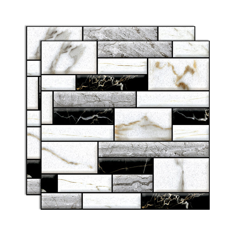 3D Peel and Stick Tiles Plastic Square Peel and Stick Tiles with Waterproof Black White Gray Clearhalo 'Flooring 'Home Improvement' 'home_improvement' 'home_improvement_peel_stick_blacksplash' 'Peel & Stick Backsplash Tile' 'peel_stick_blacksplash' 'Walls & Ceilings' Walls and Ceiling' 7051134