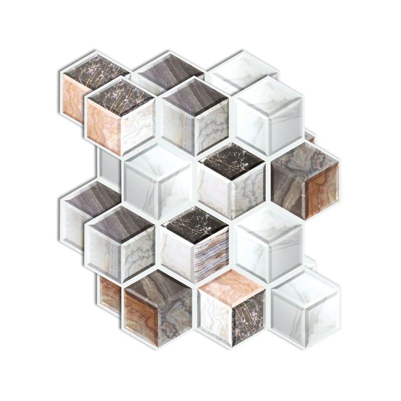 3D Peel and Stick Tiles Plastic Square Peel and Stick Tiles with Waterproof Black-White-Yellow Clearhalo 'Flooring 'Home Improvement' 'home_improvement' 'home_improvement_peel_stick_blacksplash' 'Peel & Stick Backsplash Tile' 'peel_stick_blacksplash' 'Walls & Ceilings' Walls and Ceiling' 7051160