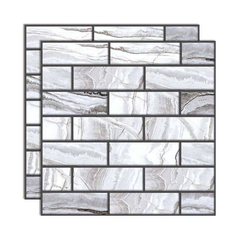 3D Peel and Stick Tiles Plastic Square Peel and Stick Tiles with Waterproof White-Gray Clearhalo 'Flooring 'Home Improvement' 'home_improvement' 'home_improvement_peel_stick_blacksplash' 'Peel & Stick Backsplash Tile' 'peel_stick_blacksplash' 'Walls & Ceilings' Walls and Ceiling' 7051166