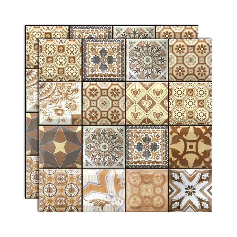 3D Peel and Stick Tiles Plastic Square Peel and Stick Tiles with Waterproof Brown/ Yellow Clearhalo 'Flooring 'Home Improvement' 'home_improvement' 'home_improvement_peel_stick_blacksplash' 'Peel & Stick Backsplash Tile' 'peel_stick_blacksplash' 'Walls & Ceilings' Walls and Ceiling' 7051168