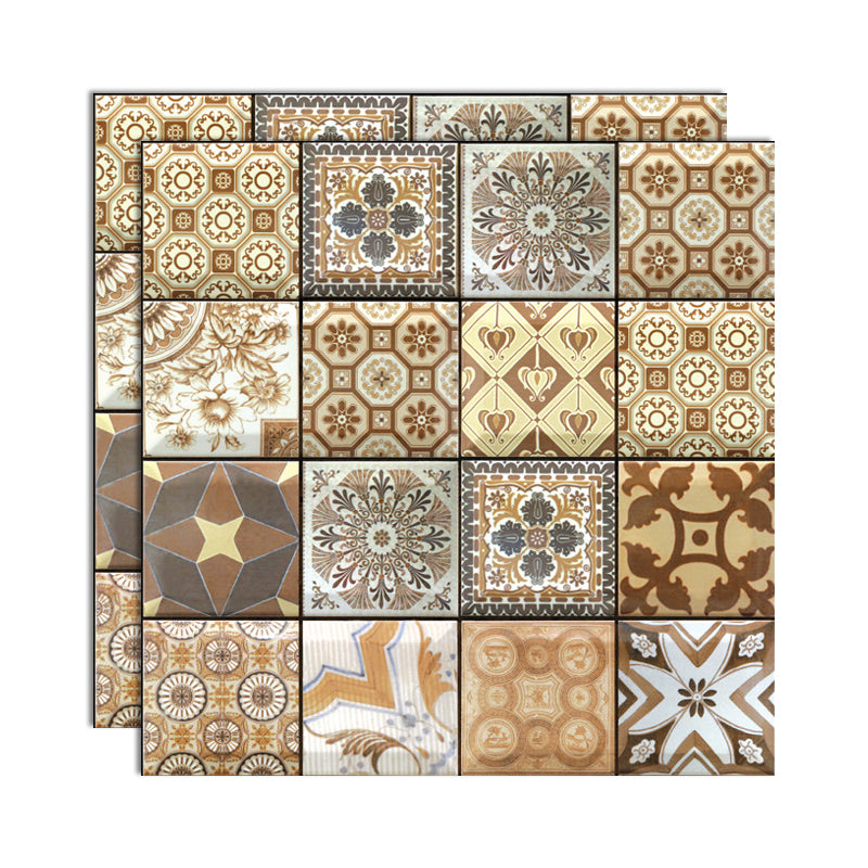 3D Peel and Stick Tiles Plastic Square Peel and Stick Tiles with Waterproof Brown Yellow Clearhalo 'Flooring 'Home Improvement' 'home_improvement' 'home_improvement_peel_stick_blacksplash' 'Peel & Stick Backsplash Tile' 'peel_stick_blacksplash' 'Walls & Ceilings' Walls and Ceiling' 7051168