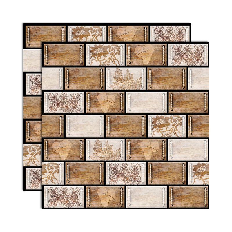 3D Peel and Stick Tiles Plastic Square Peel and Stick Tiles with Waterproof Beige Brown Clearhalo 'Flooring 'Home Improvement' 'home_improvement' 'home_improvement_peel_stick_blacksplash' 'Peel & Stick Backsplash Tile' 'peel_stick_blacksplash' 'Walls & Ceilings' Walls and Ceiling' 7051171