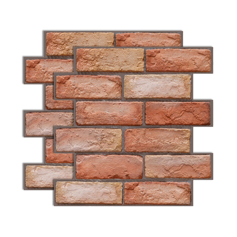 3D Peel and Stick Tiles Plastic Square Peel and Stick Tiles with Waterproof Brick Red Clearhalo 'Flooring 'Home Improvement' 'home_improvement' 'home_improvement_peel_stick_blacksplash' 'Peel & Stick Backsplash Tile' 'peel_stick_blacksplash' 'Walls & Ceilings' Walls and Ceiling' 7051176