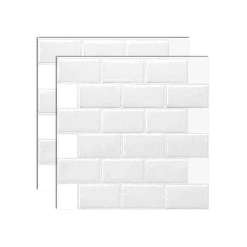 Plastic Peel & Stick Subway Tile Square Peel and Stick Backsplash Wall Tile White Clearhalo 'Flooring 'Home Improvement' 'home_improvement' 'home_improvement_peel_stick_blacksplash' 'Peel & Stick Backsplash Tile' 'peel_stick_blacksplash' 'Walls & Ceilings' Walls and Ceiling' 7051191