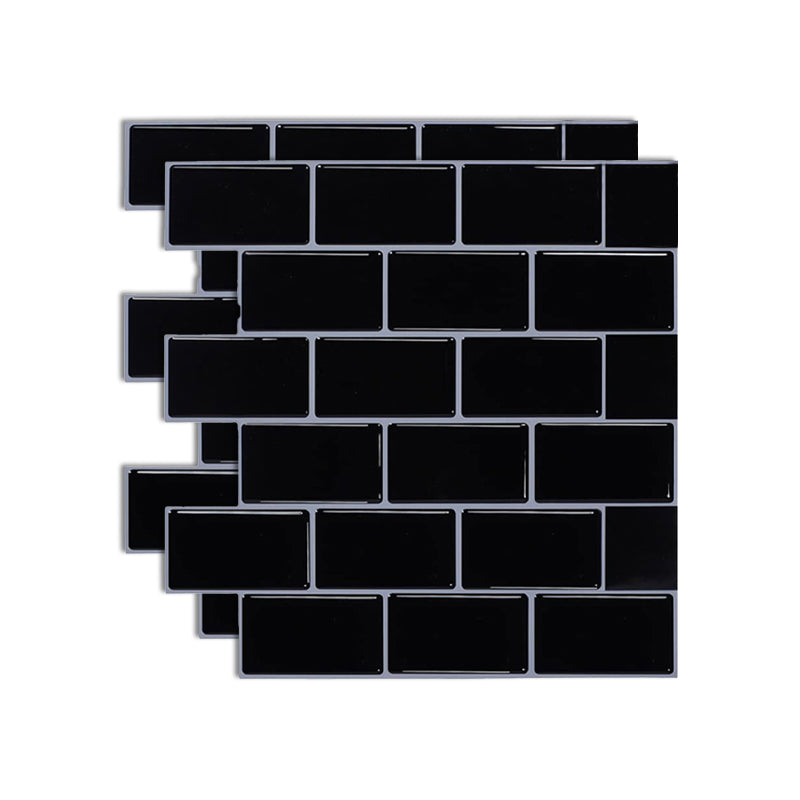 Plastic Peel & Stick Subway Tile Square Peel and Stick Backsplash Wall Tile Black Clearhalo 'Flooring 'Home Improvement' 'home_improvement' 'home_improvement_peel_stick_blacksplash' 'Peel & Stick Backsplash Tile' 'peel_stick_blacksplash' 'Walls & Ceilings' Walls and Ceiling' 7051196
