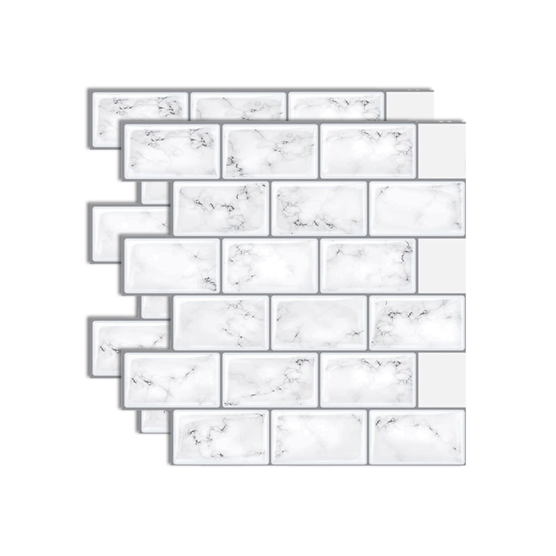 Plastic Peel & Stick Subway Tile Square Peel and Stick Backsplash Wall Tile White-Gray Clearhalo 'Flooring 'Home Improvement' 'home_improvement' 'home_improvement_peel_stick_blacksplash' 'Peel & Stick Backsplash Tile' 'peel_stick_blacksplash' 'Walls & Ceilings' Walls and Ceiling' 7051200