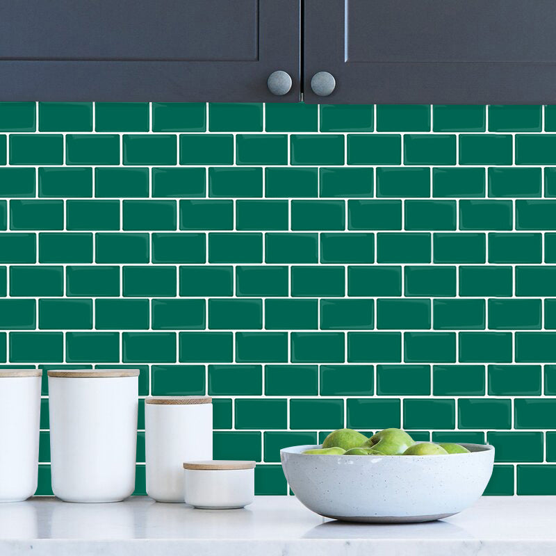 Plastic Peel & Stick Subway Tile Square Peel and Stick Backsplash Wall Tile Green 20-Piece Set Clearhalo 'Flooring 'Home Improvement' 'home_improvement' 'home_improvement_peel_stick_blacksplash' 'Peel & Stick Backsplash Tile' 'peel_stick_blacksplash' 'Walls & Ceilings' Walls and Ceiling' 7051204