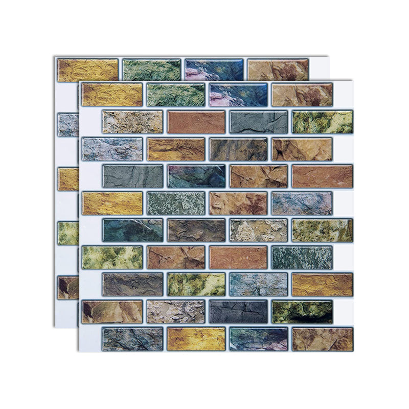 Square Peel and Stick Tiles Plastic Indoor Peel & Stick Subway Tile Yellow-Green 2-Piece Set Clearhalo 'Flooring 'Home Improvement' 'home_improvement' 'home_improvement_peel_stick_blacksplash' 'Peel & Stick Backsplash Tile' 'peel_stick_blacksplash' 'Walls & Ceilings' Walls and Ceiling' 7051208