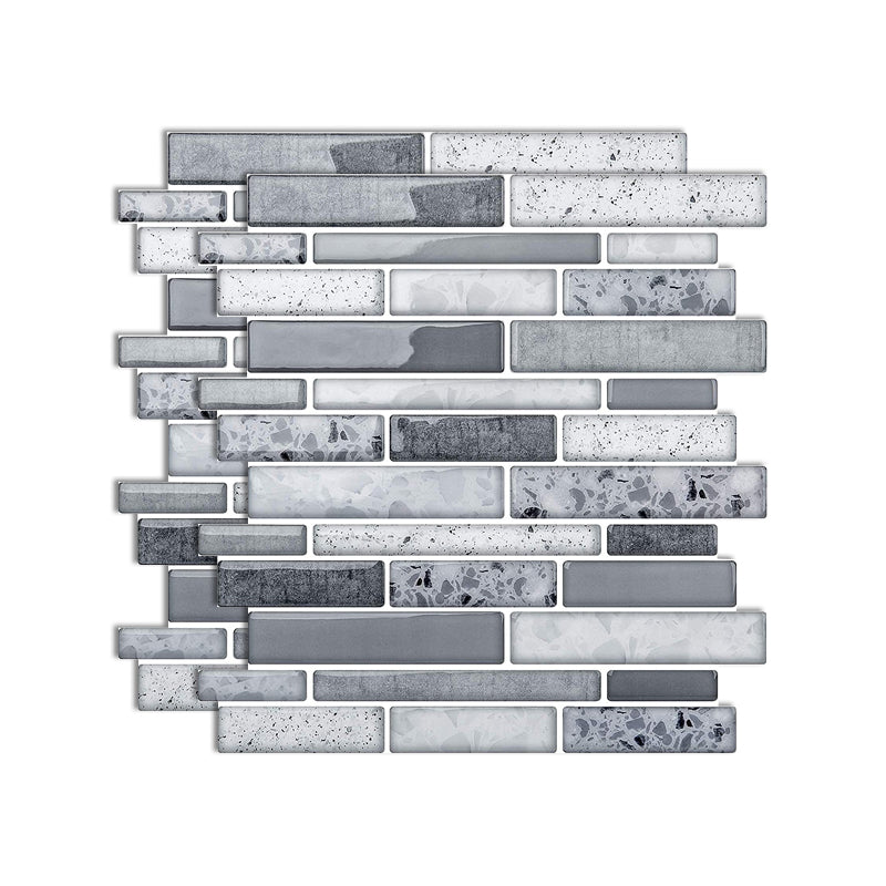 Square Peel and Stick Tiles Plastic Indoor Peel & Stick Subway Tile Dark Heather Gray-White Clearhalo 'Flooring 'Home Improvement' 'home_improvement' 'home_improvement_peel_stick_blacksplash' 'Peel & Stick Backsplash Tile' 'peel_stick_blacksplash' 'Walls & Ceilings' Walls and Ceiling' 7051215