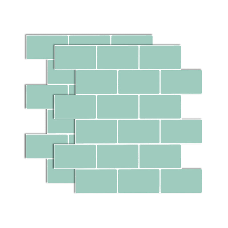 Square Peel and Stick Tiles Plastic Indoor Peel & Stick Subway Tile Green Clearhalo 'Flooring 'Home Improvement' 'home_improvement' 'home_improvement_peel_stick_blacksplash' 'Peel & Stick Backsplash Tile' 'peel_stick_blacksplash' 'Walls & Ceilings' Walls and Ceiling' 7051247