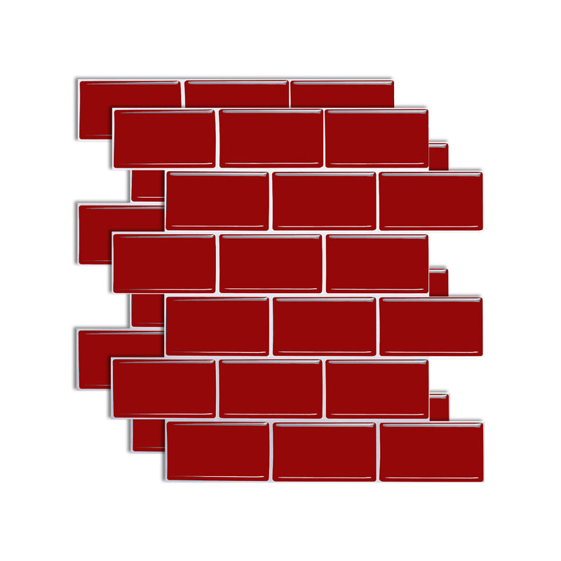 Square Peel and Stick Tiles Plastic Indoor Peel & Stick Subway Tile Red Clearhalo 'Flooring 'Home Improvement' 'home_improvement' 'home_improvement_peel_stick_blacksplash' 'Peel & Stick Backsplash Tile' 'peel_stick_blacksplash' 'Walls & Ceilings' Walls and Ceiling' 7051248