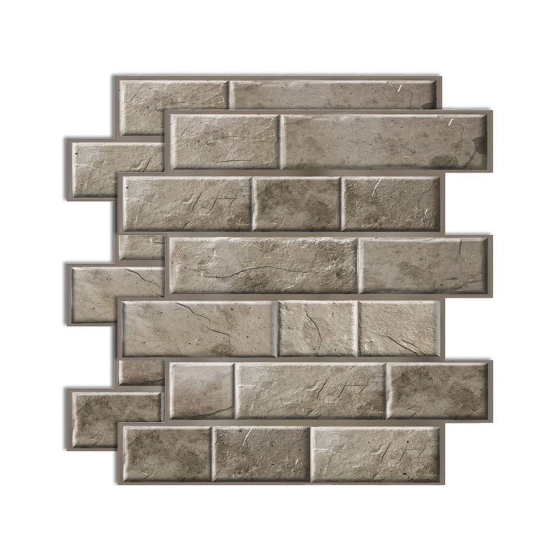 Plastic Peel and Stick Tiles 3D Square Waterproof Peel and Stick Tiles Brown Grey Clearhalo 'Flooring 'Home Improvement' 'home_improvement' 'home_improvement_peel_stick_blacksplash' 'Peel & Stick Backsplash Tile' 'peel_stick_blacksplash' 'Walls & Ceilings' Walls and Ceiling' 7051262