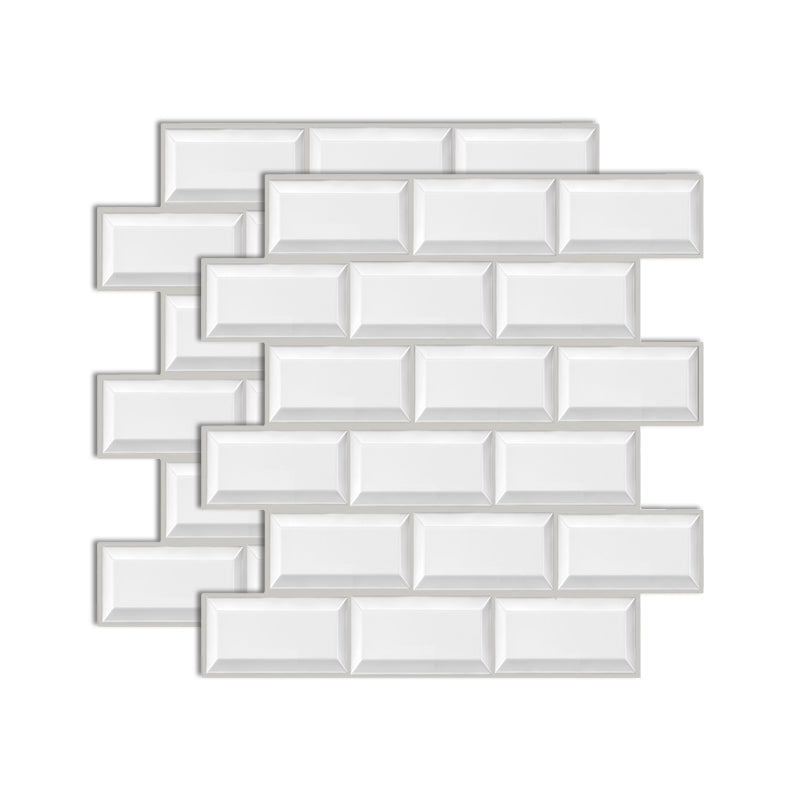 Plastic Peel & Stick Subway Tile 3D Subway Tile with Slip Resistant White Clearhalo 'Flooring 'Home Improvement' 'home_improvement' 'home_improvement_peel_stick_blacksplash' 'Peel & Stick Backsplash Tile' 'peel_stick_blacksplash' 'Walls & Ceilings' Walls and Ceiling' 7051328