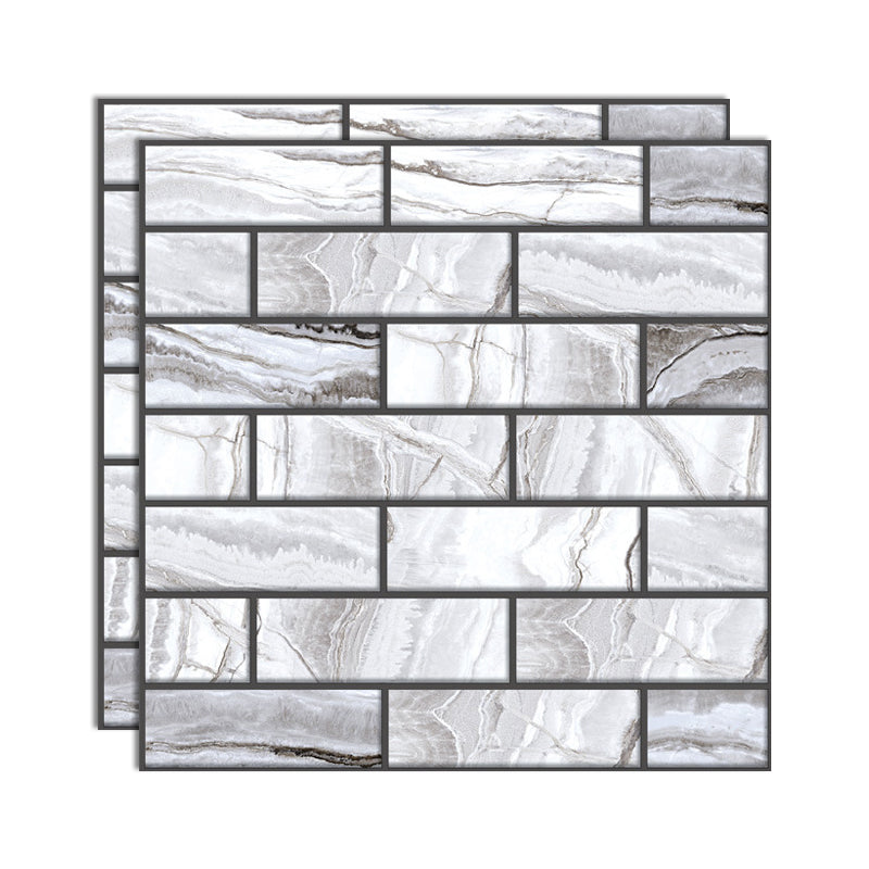 Plastic Peel & Stick Subway Tile 3D Subway Tile with Slip Resistant White-Gray Clearhalo 'Flooring 'Home Improvement' 'home_improvement' 'home_improvement_peel_stick_blacksplash' 'Peel & Stick Backsplash Tile' 'peel_stick_blacksplash' 'Walls & Ceilings' Walls and Ceiling' 7051335
