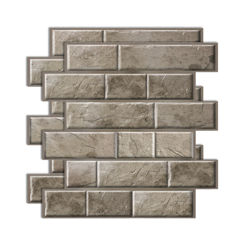 Plastic Peel & Stick Subway Tile 3D Subway Tile with Slip Resistant Brown Grey Clearhalo 'Flooring 'Home Improvement' 'home_improvement' 'home_improvement_peel_stick_blacksplash' 'Peel & Stick Backsplash Tile' 'peel_stick_blacksplash' 'Walls & Ceilings' Walls and Ceiling' 7051336